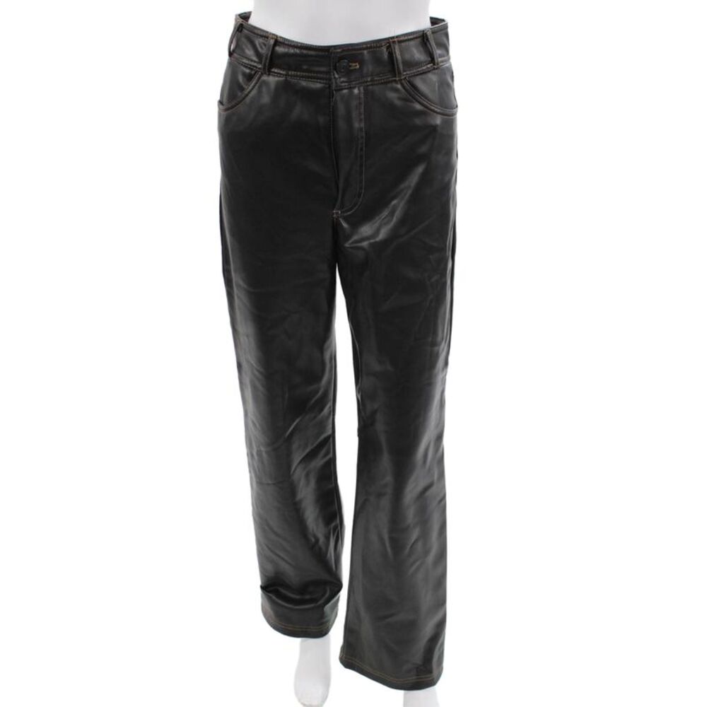 Zara Black Biker Pants 100% Polyurethane Button Size S